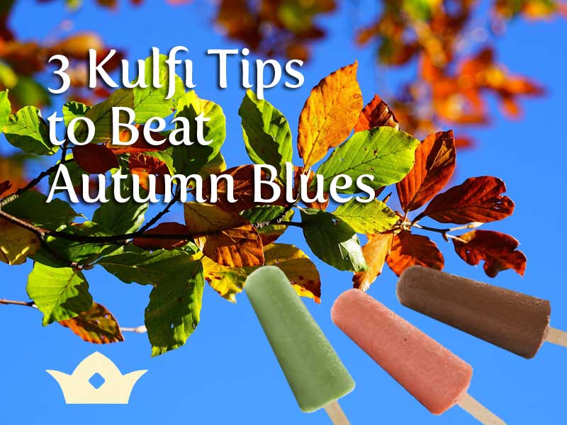 Autumn leaves and kulfi bars to illustrate autumn blues and kulfi solutions