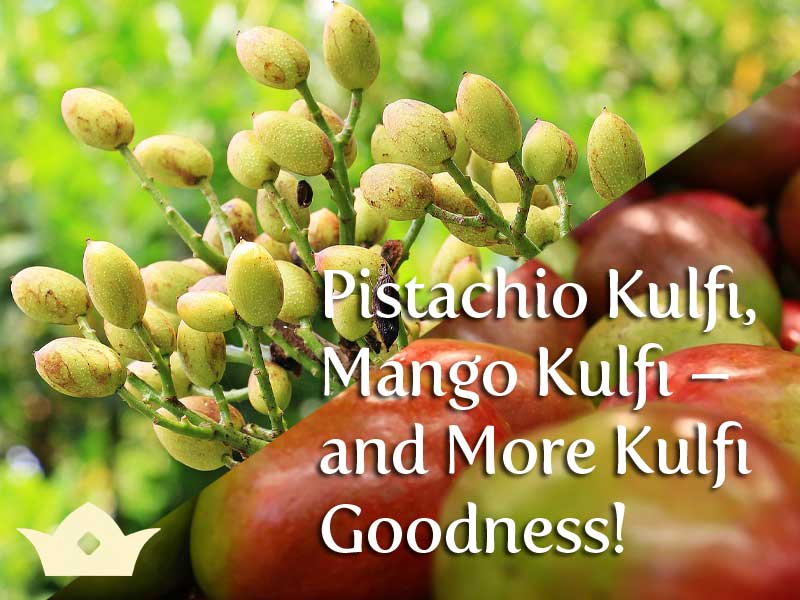 pistachios and mango fruit to illustrate pistachio kulfi goodness