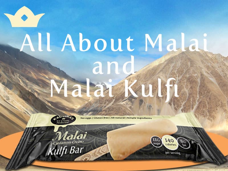 Malai kulfi bar on plate in front of Ladakh mountain range